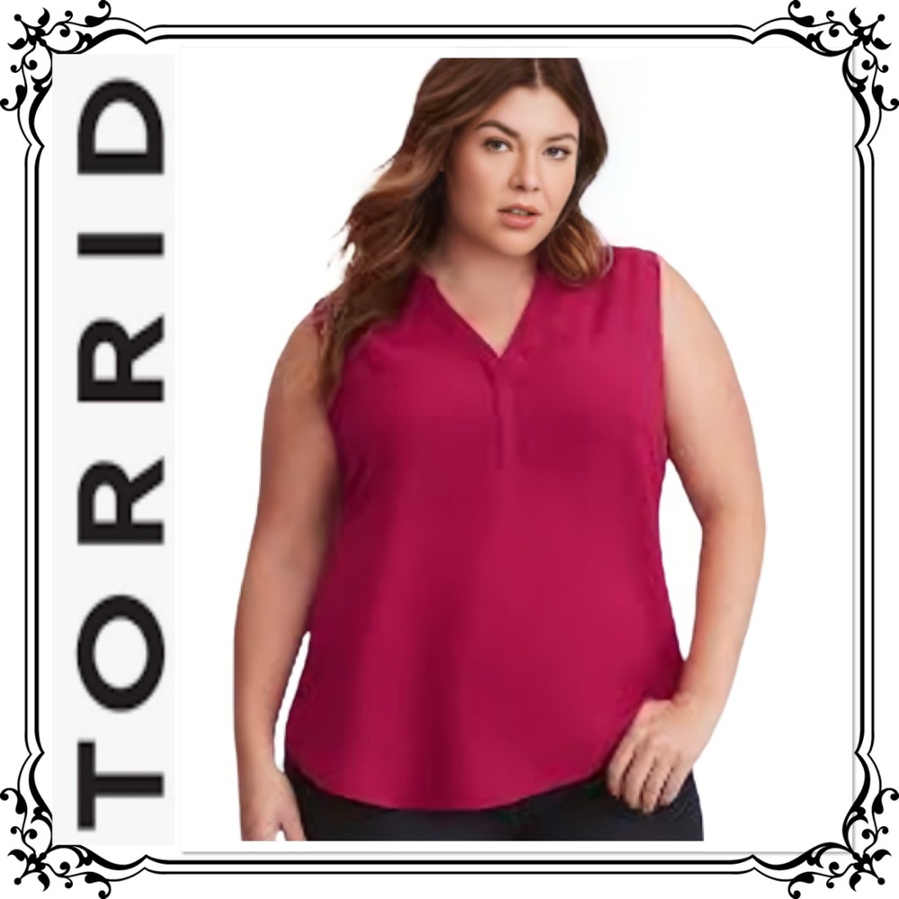 Torrid Magenta Georgette Pullover Sleeveless Blou… - image 1